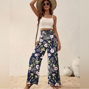 Bohemian Floral Print Wide Leg Pants - Comfortable & Stylish Loose Fit